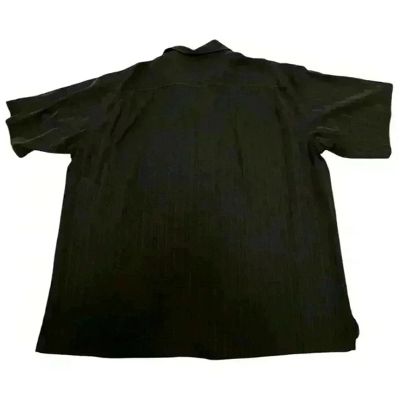 Joseph & Feiss Men's Black 100% Silk Button-Up Cuban Camp Shirt SIZE-XXL - Picture 3 of 5